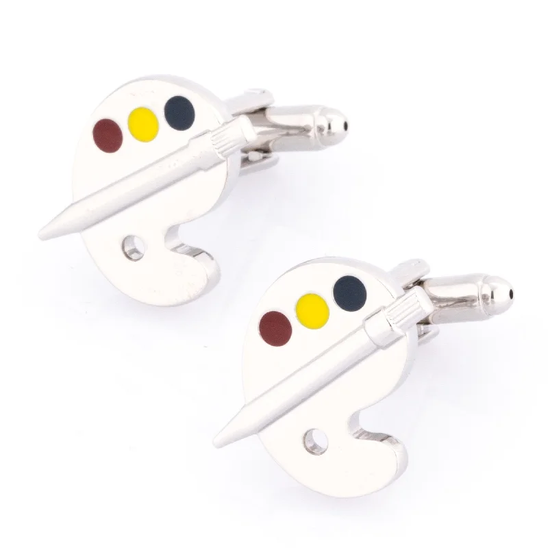 Artist Paint Palette Silver Cufflinks