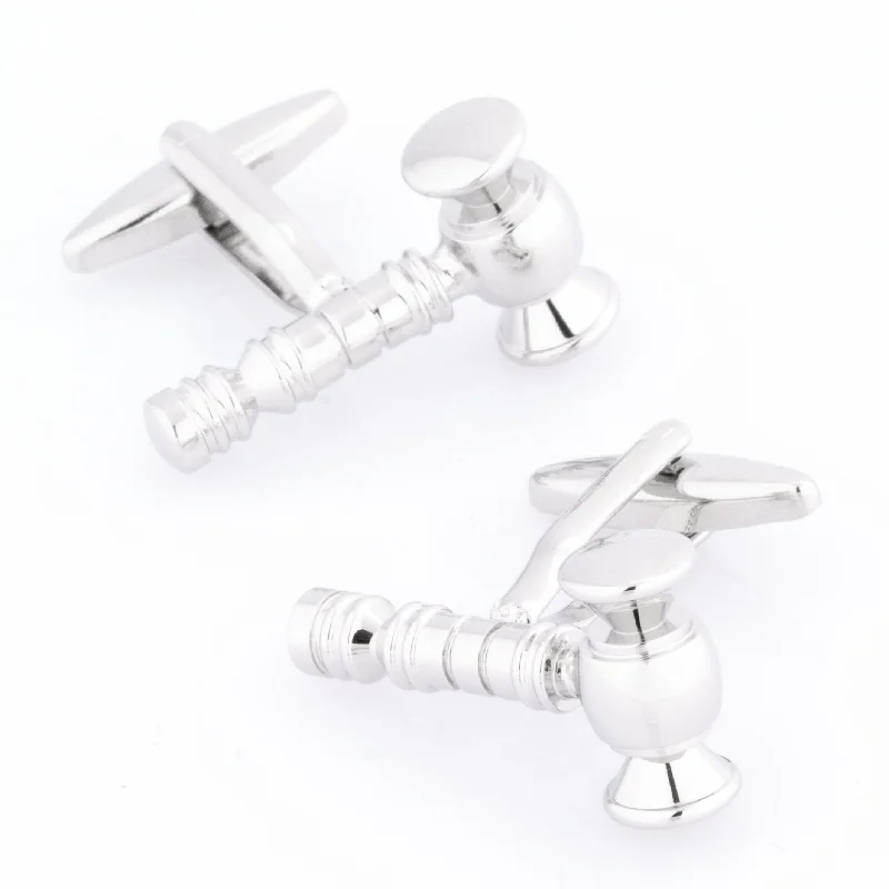 Auctioneer / Judge Gavel Cufflinks Silver