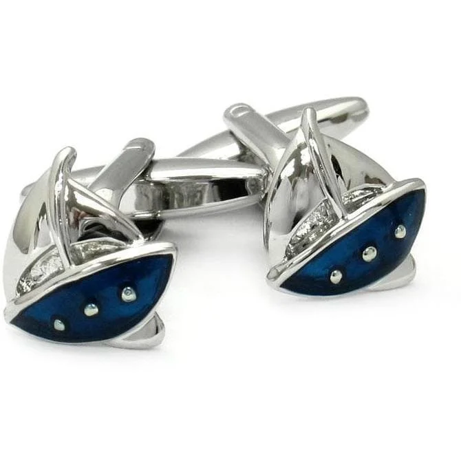 Blue/Silver Sailing Ship Cufflinks