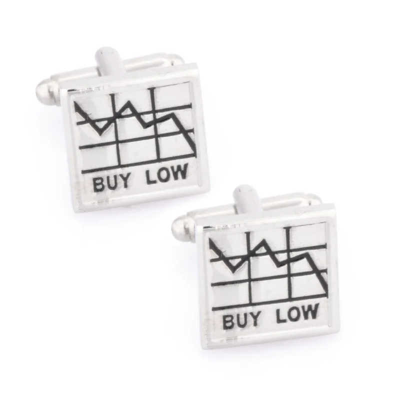 Buy Low Sell High Silver Cufflinks