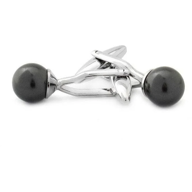 Crystal Pearl Black Cufflinks