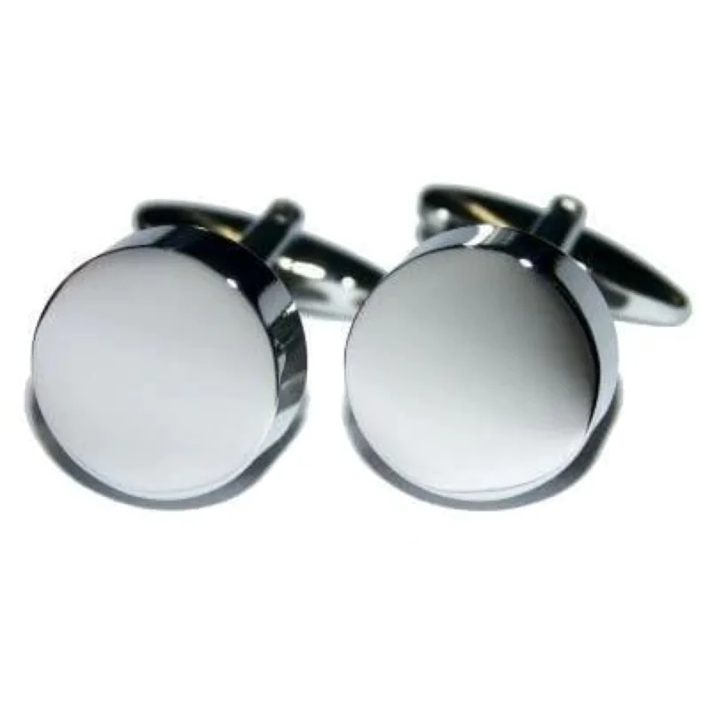 Round Engravable Silver Wedding Cufflinks