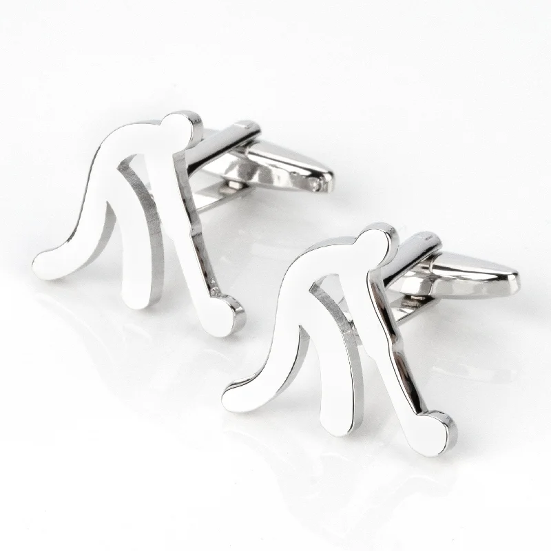 Field Hockey Silhouette Cufflinks Silver