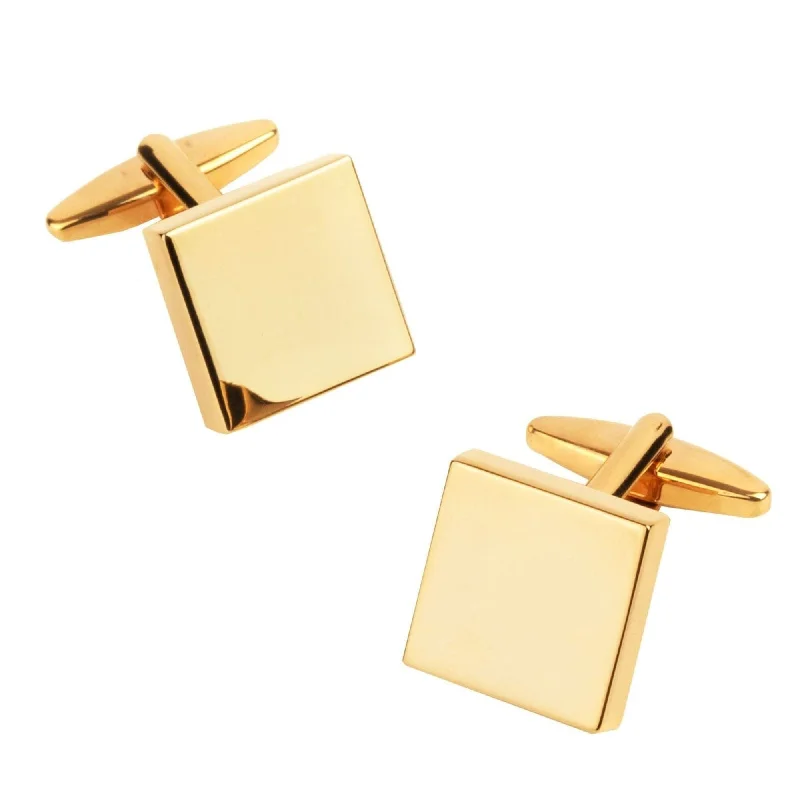 Gold Square Engravable Cufflinks