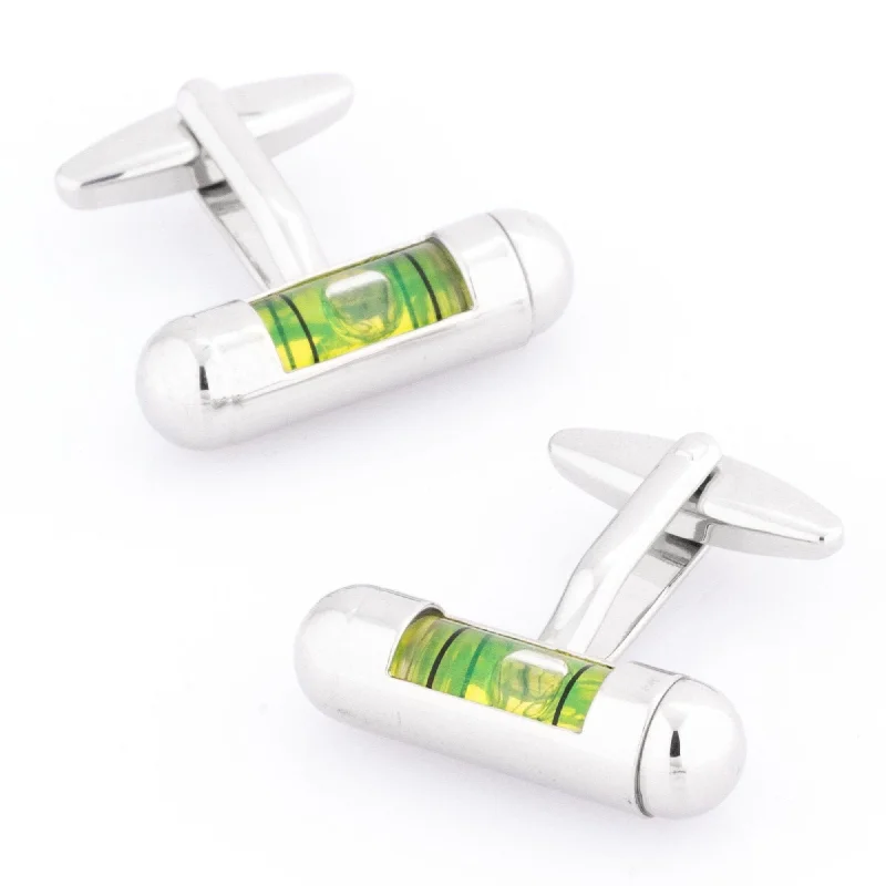 Green "Spirit Level" Cufflinks