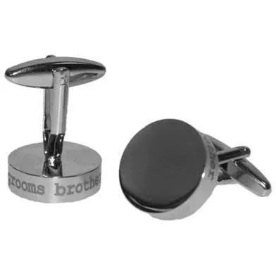 Grooms Brother Laser Etched Round Engravable Wedding Cufflinks