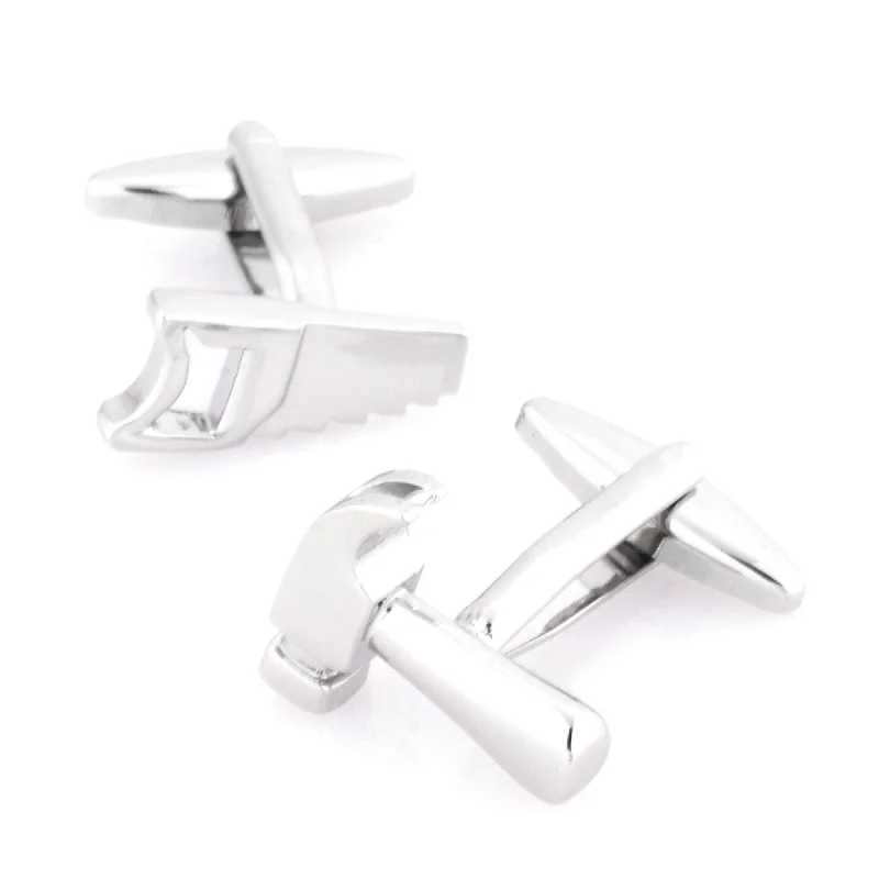 "Handyman" Silver Hammer & Saw Cufflinks