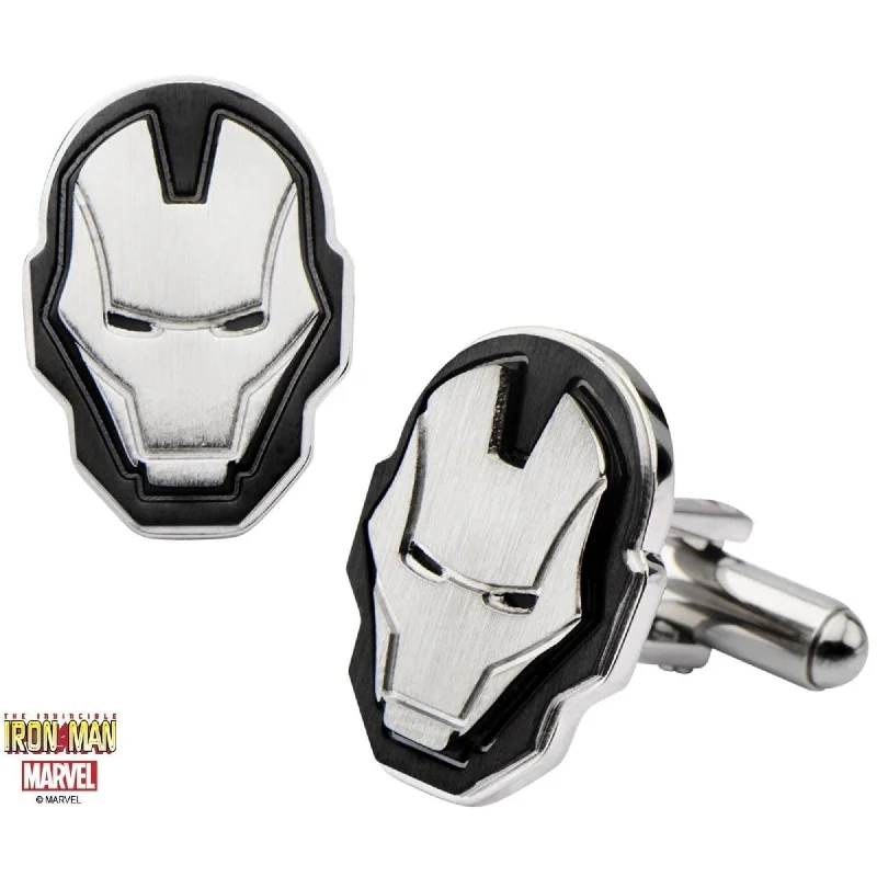 Iron Man Helmet Cufflinks in Black and Silver