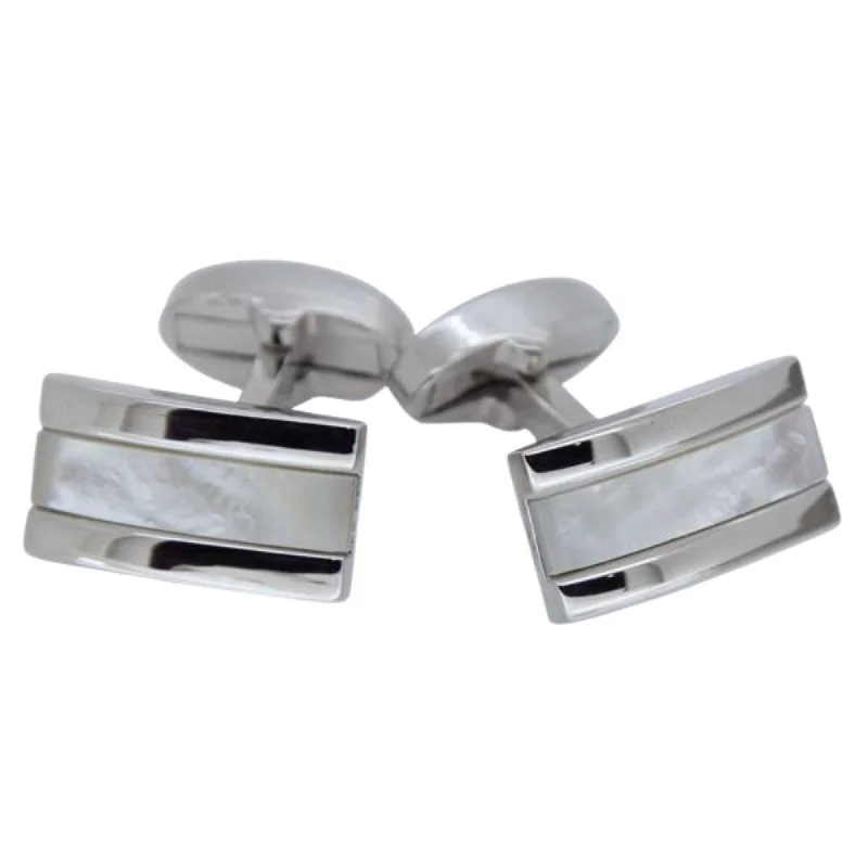 Mother of Pearl in Silver Rectangle Cufflinks