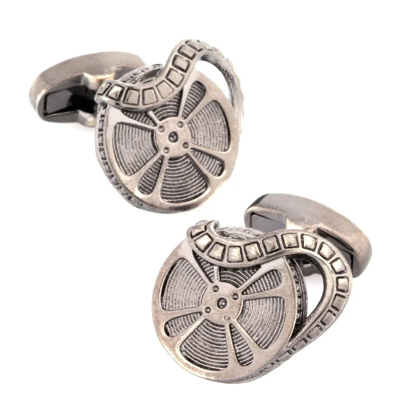 Movie Film Reel Cufflinks in Gunmetal