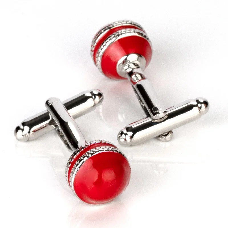 Red Cricket Ball Cufflinks