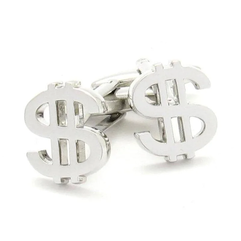 "$" Silver Dollar Sign Cufflinks