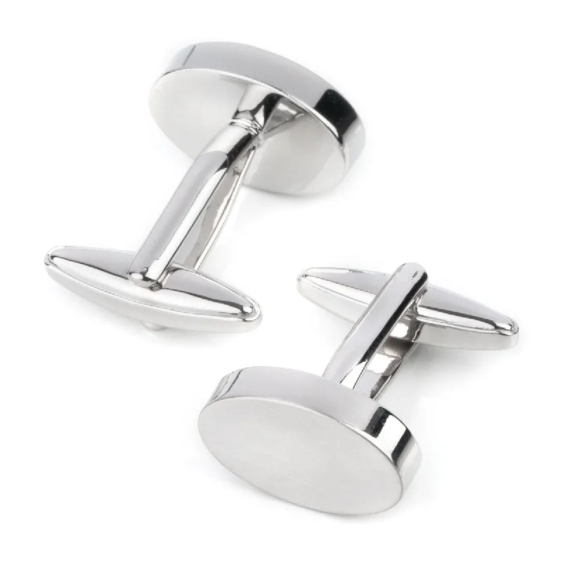 Oval Silver Engravable Cufflinks