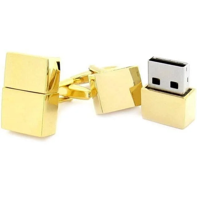 USB 4Gb Flash Drive Cufflinks in Gold